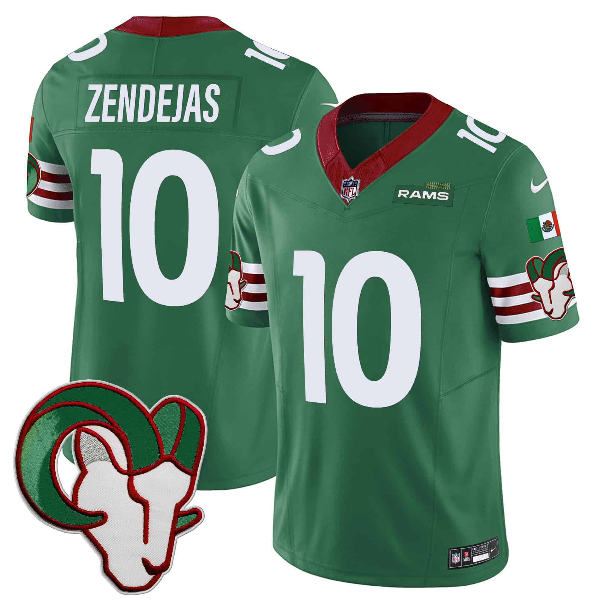 Men Los Angeles Rams #10 Zendejas Green 2024 Nike Mexico Vapor Limited NFL Jersey